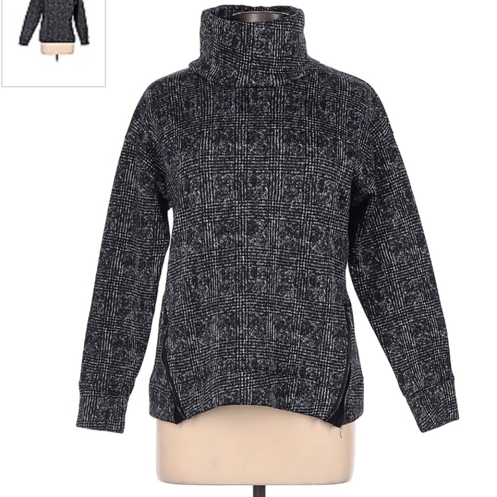 Izod Thick Grey Pullover Funnel Mock Neck Sweater Side Zippers Women's Large L
